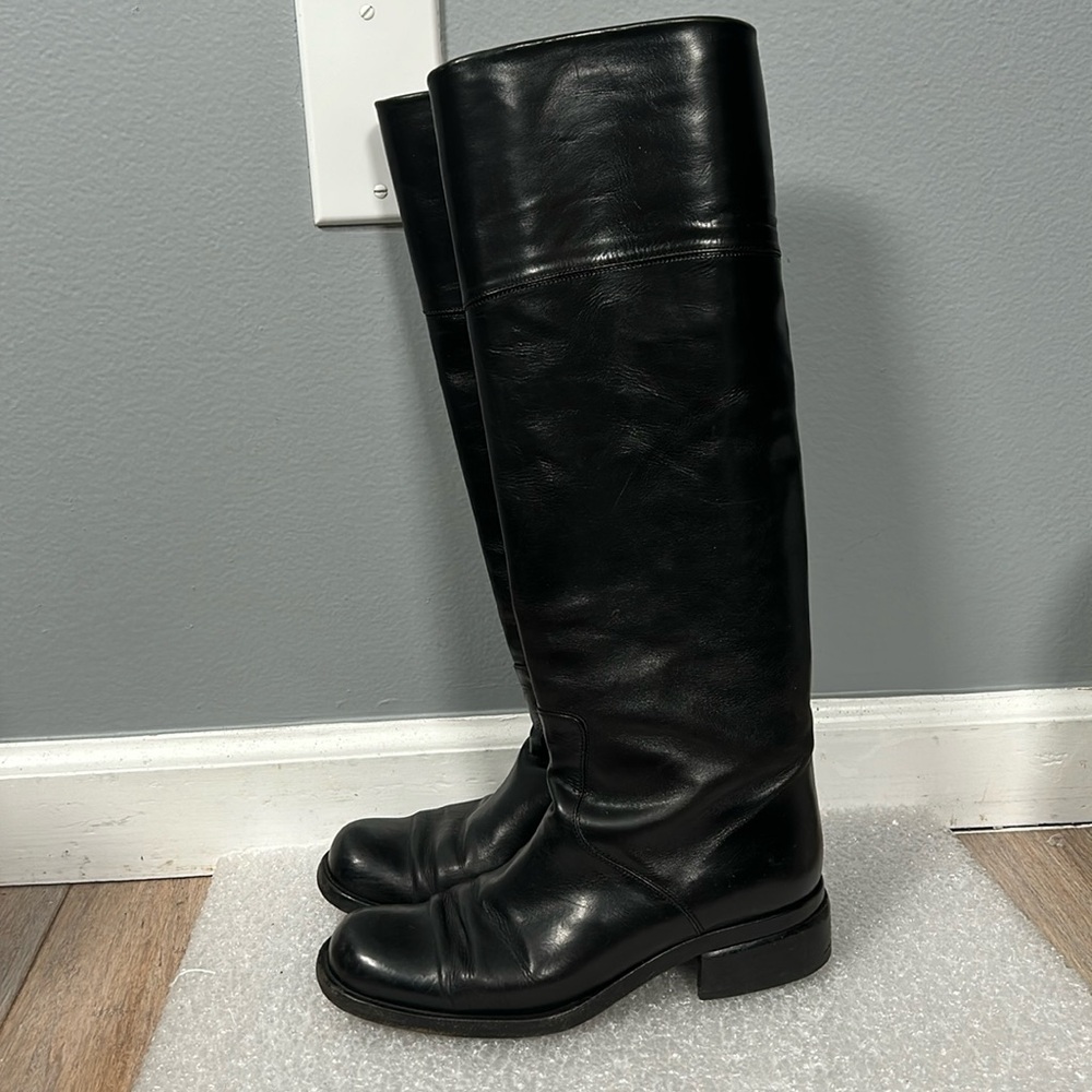 Joan & David Stunning Leather Tall Riding Style Boots Handmade in Italy size 6 M